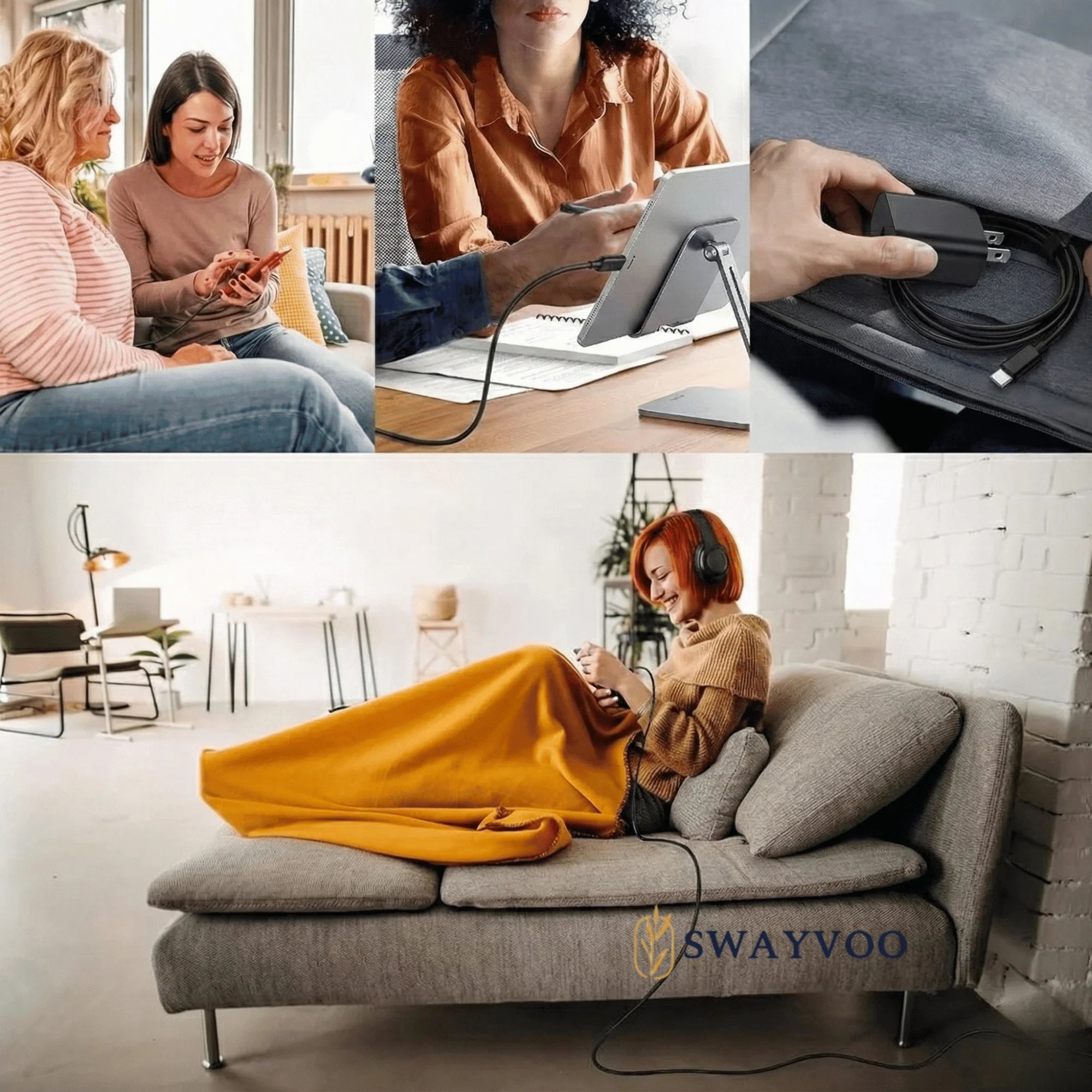 Type C to Type C Charging Cable, 6.5FT Black Fast Charger Cord Compatible with Iphone, Type-C, Macbook, Samsung Galaxy, Ipad